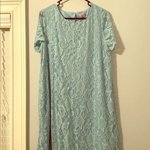 Juicy Couture light blue green lace shift dress